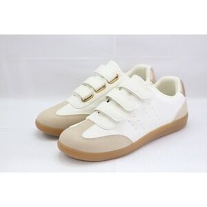 Dolce Vita White Tan Rose Gold Sneakers Size 8.5 Womens Quick Hook & Loop NEW